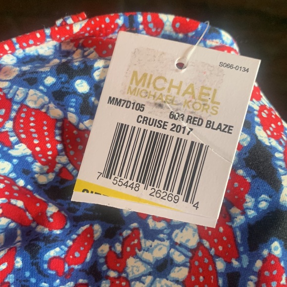 New Michael Michael Kors Angelina Open Back Lace-Up Bandini Top Red Blaze - Picture 9 of 12